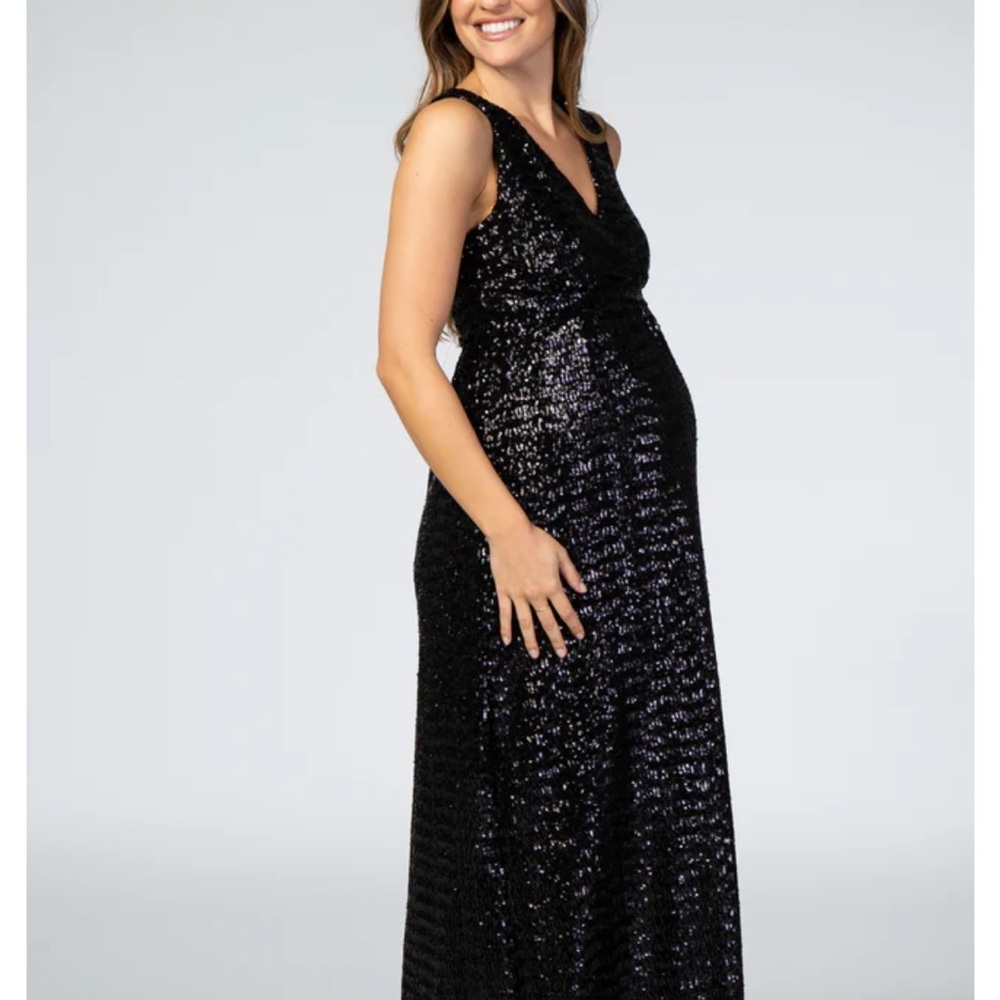 Pinkblush Black Sequin Maxi Maternity Dress